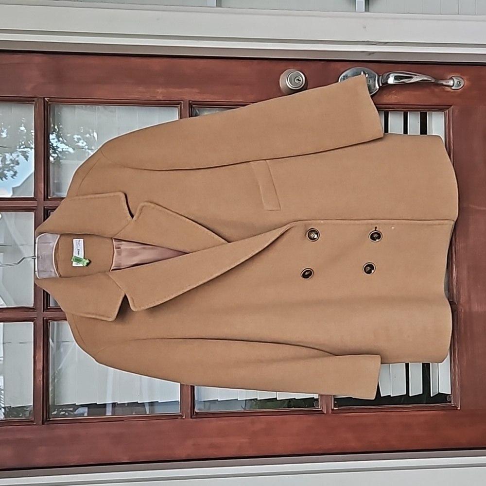 Mango Camel Double-Breasted Pea Coat